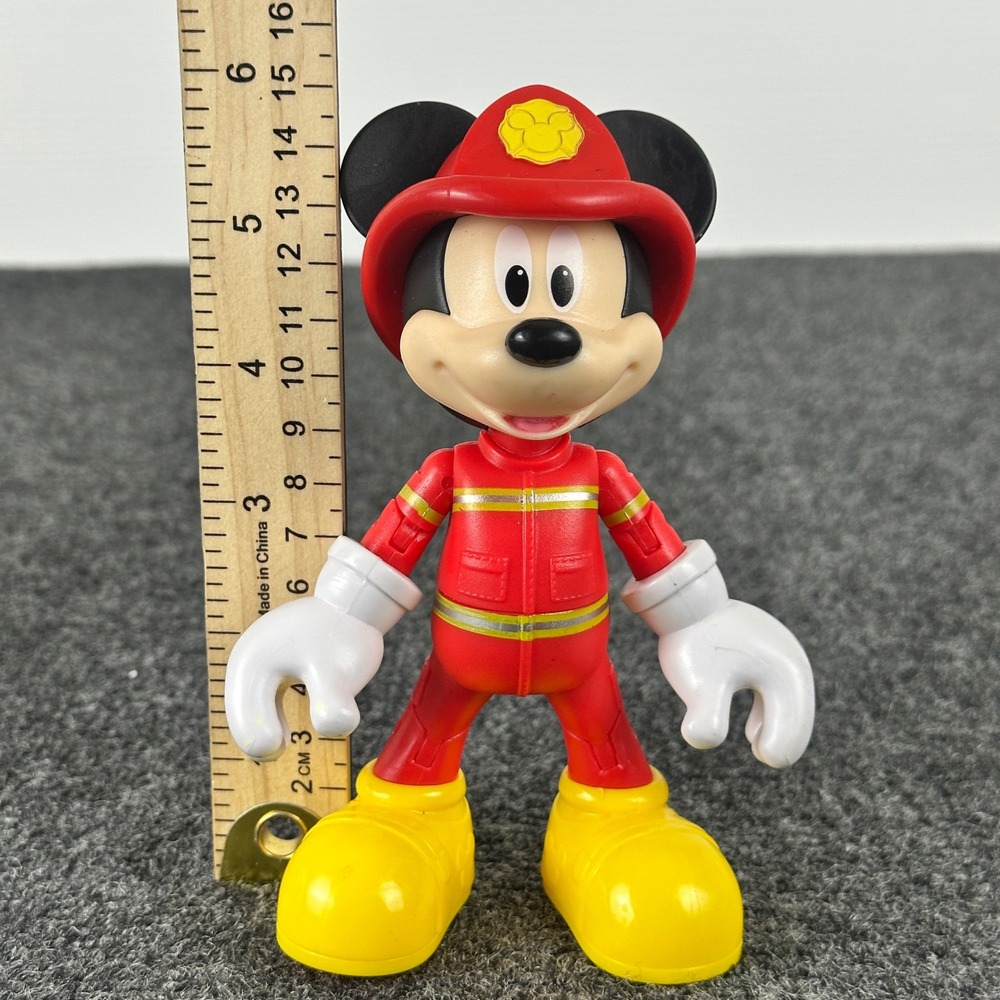 Disney Mickey Mouse Firefighter 6 Inch Articulated Action Figure Just Play Red - Picture 4 of 12